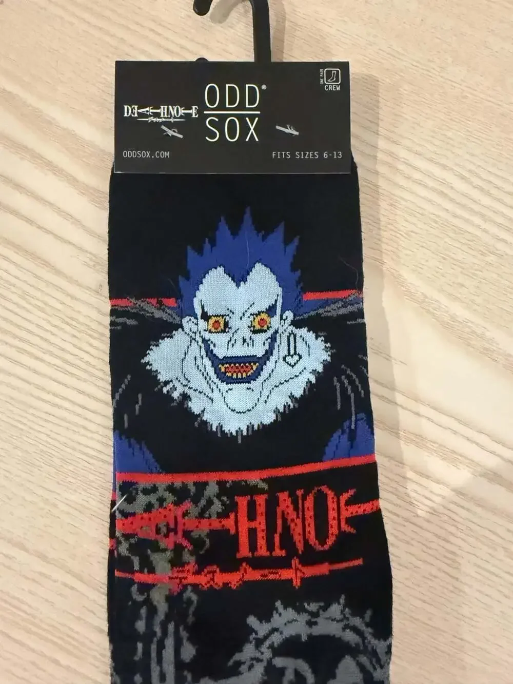 Death Note Ryuk ODD SOX Anime Crew Socks Fits Sizes 6-13